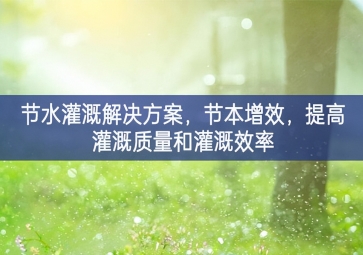「智慧環(huán)?！构?jié)水灌溉解決方案，節(jié)本增效，提高灌溉質(zhì)量和灌溉效率